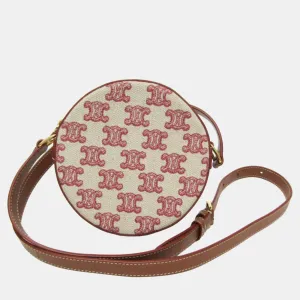 Beige/Brown Canvas Triomphe Round Shoulder Bag