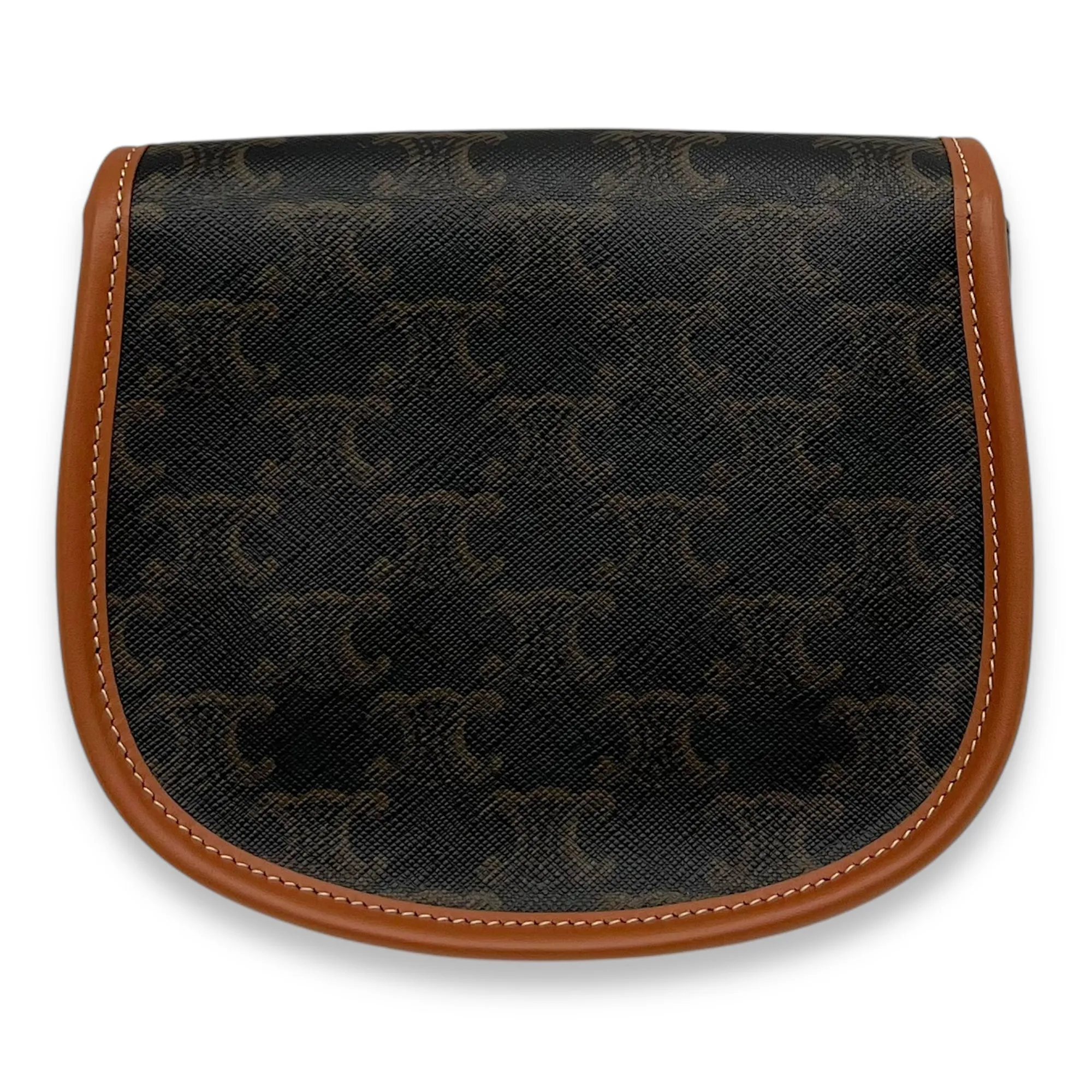Besace Crossbody Bag Mini Brown in Coated Canvas, Gold hardware