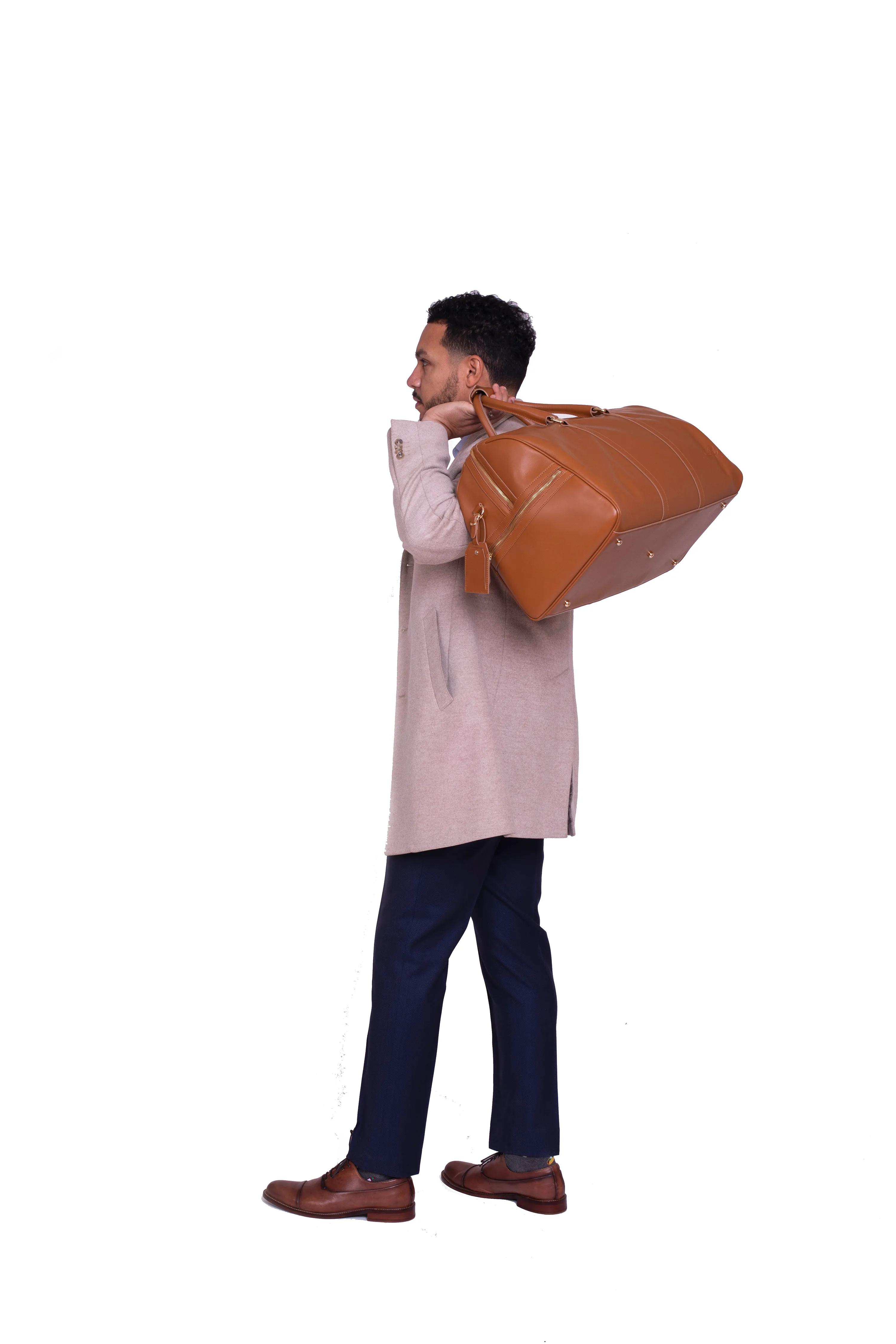 Beverly Hills Carryall Duffle Leather Bag in Camel Brown - WAITLIST