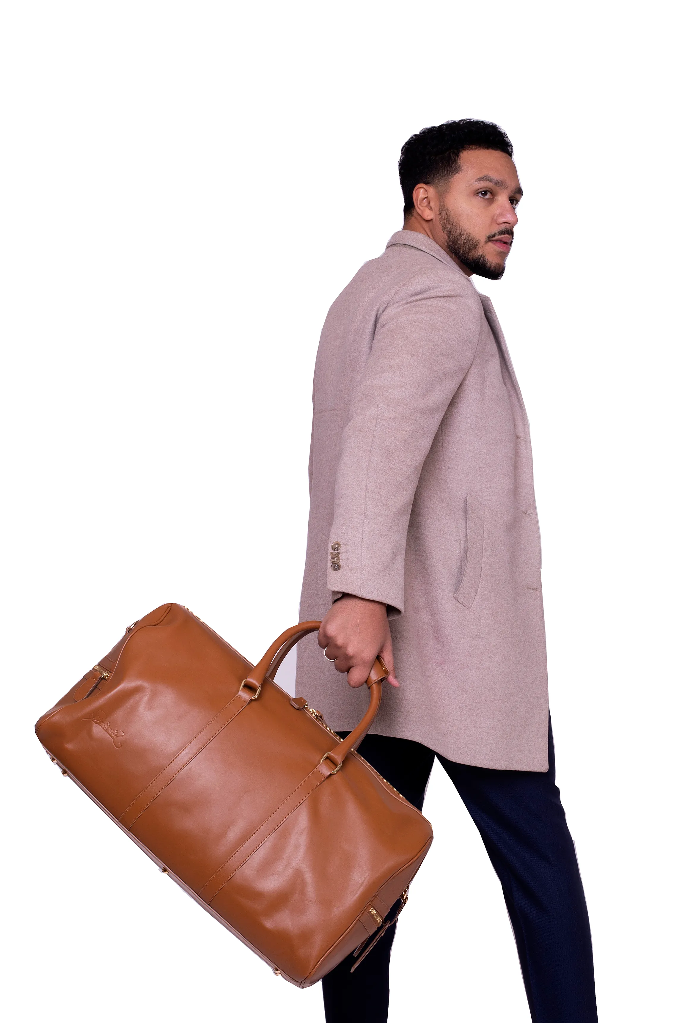 Beverly Hills Carryall Duffle Leather Bag in Camel Brown - WAITLIST
