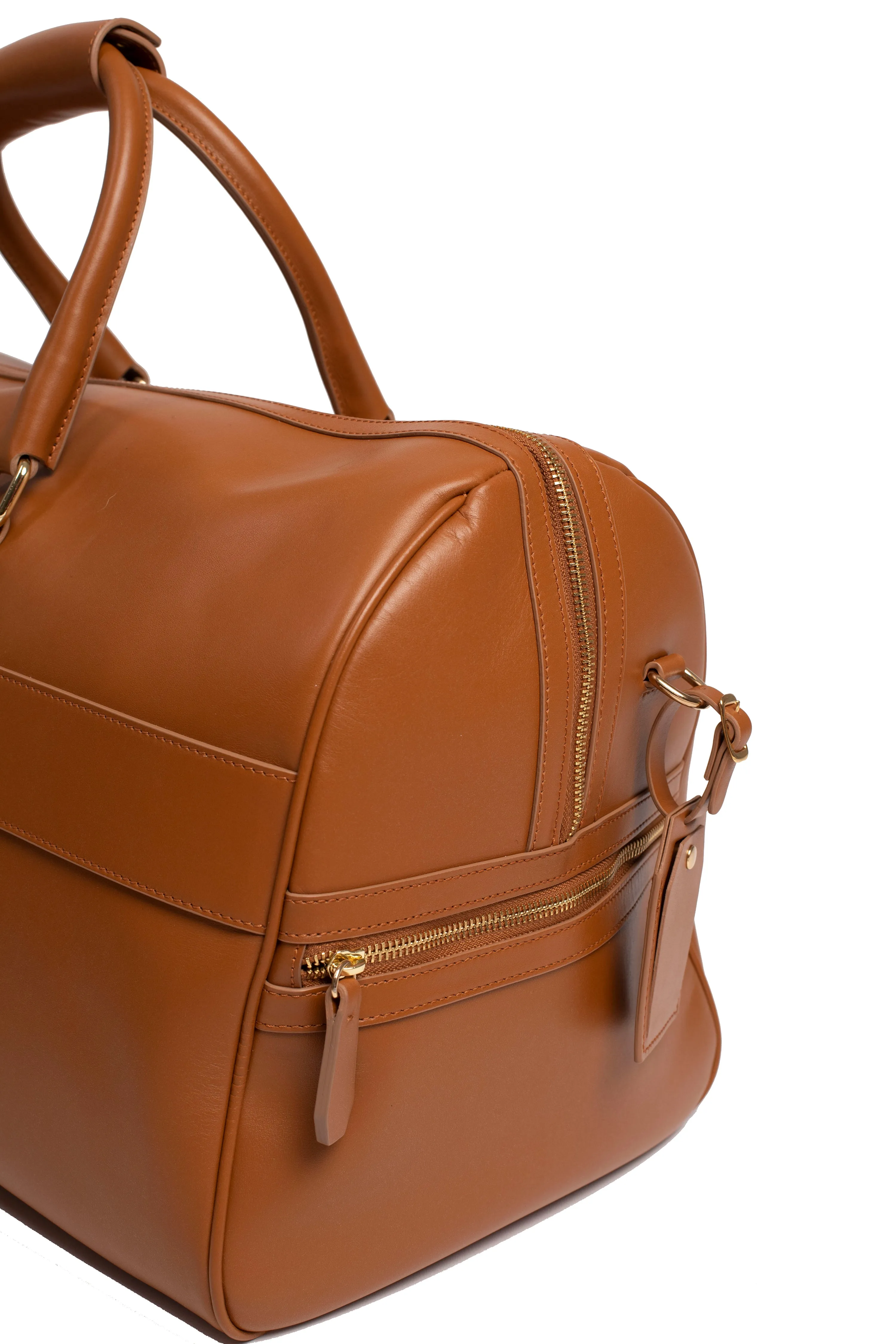 Beverly Hills Carryall Duffle Leather Bag in Camel Brown - WAITLIST