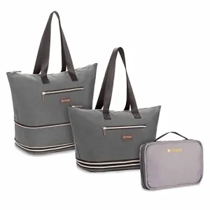 biaggi ZipSak Boost Convertible Carryall - TSA Approved, Durable Travel Tote, Gym, and Weekender Bag for Women - (Grey)