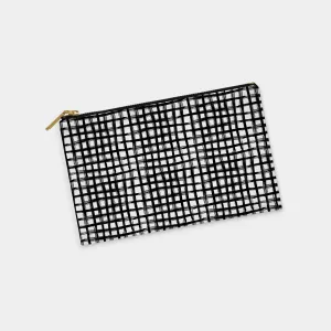 Black Brushstroke Plaid Personalized Zipper Pouch