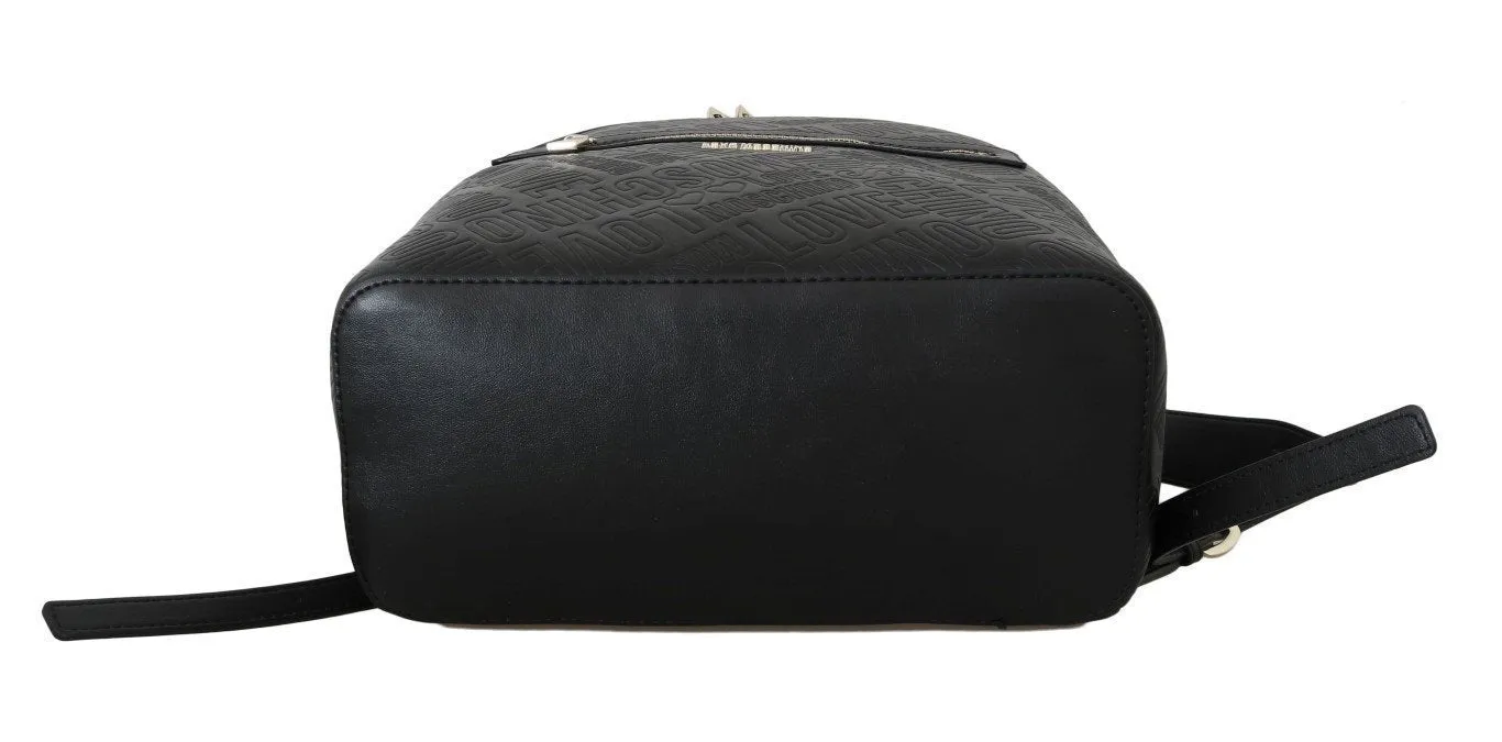 Black Faux Leather Backpack