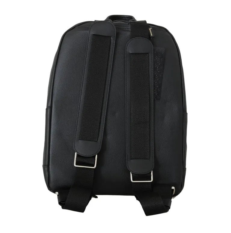 Black Gray Leather Backpack Bag
