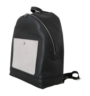 Black Gray Leather Backpack Bag