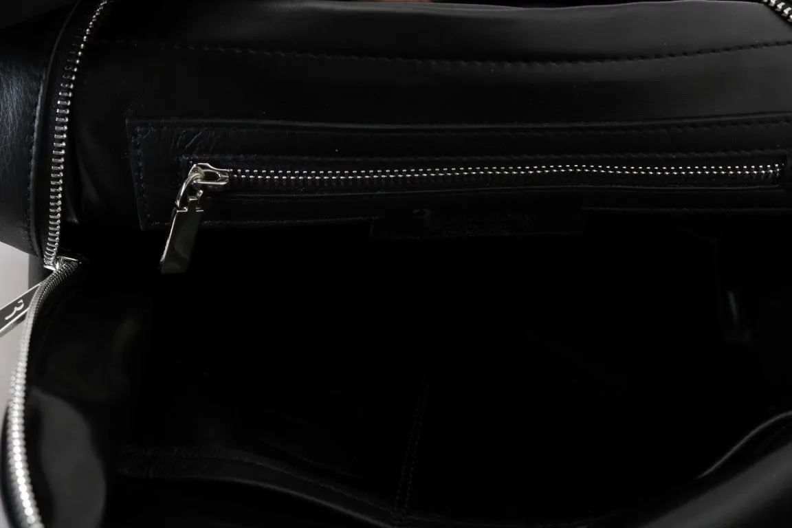 Black Gray Leather Backpack Bag