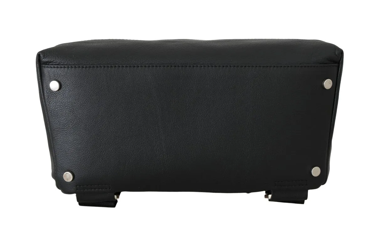 Black Gray Leather Backpack Bag