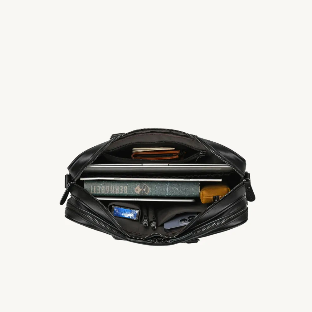 ﻿Black Invictus Leather Briefcase