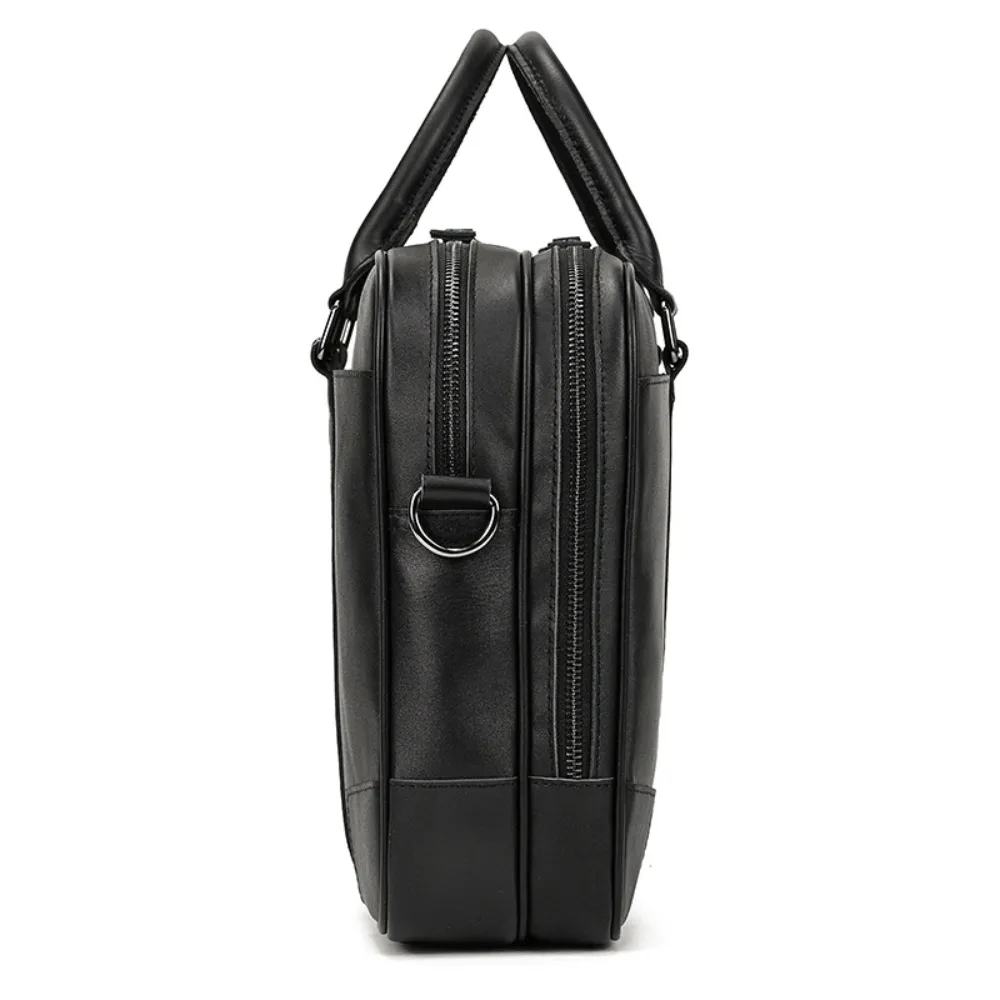 ﻿Black Invictus Leather Briefcase