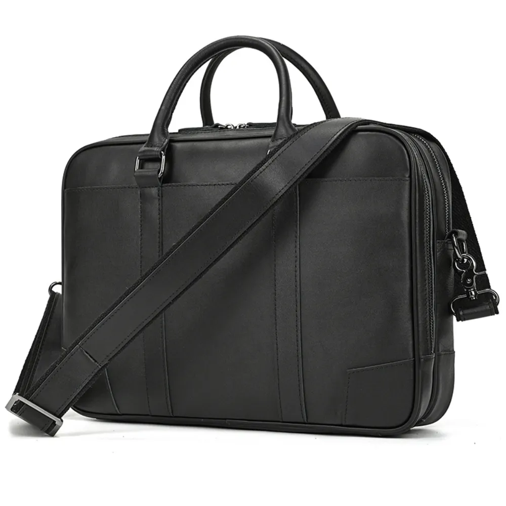 ﻿Black Invictus Leather Briefcase