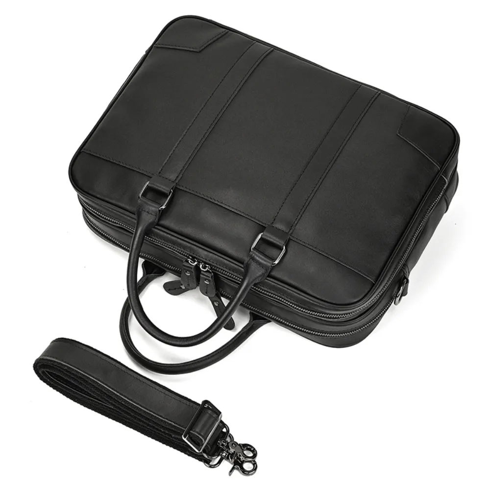 ﻿Black Invictus Leather Briefcase