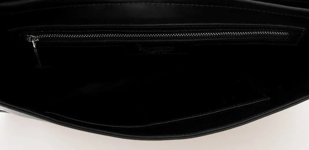 Black Leather Messenger Shoulder Bag