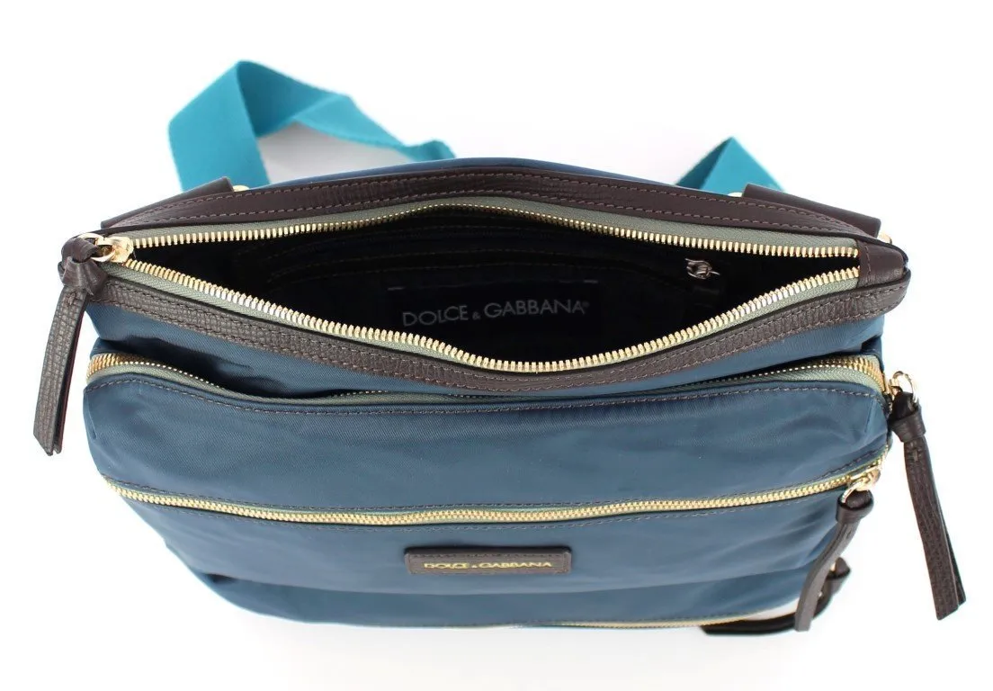 Blue canvas messenger bag