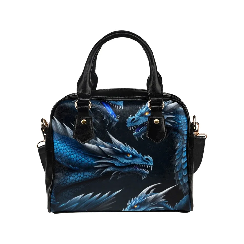 Blue Fire Dragons Purse Bowler Shoulder Bag