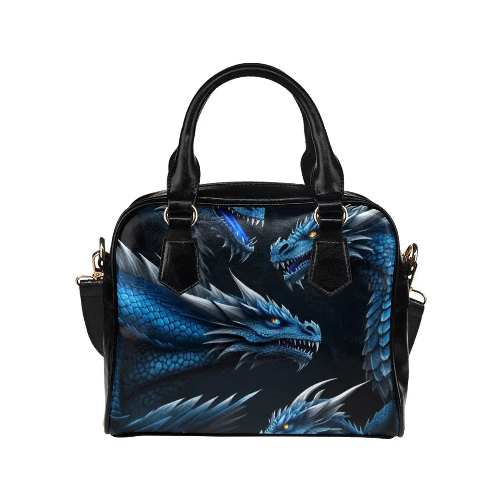 Blue Fire Dragons Purse Bowler Shoulder Bag