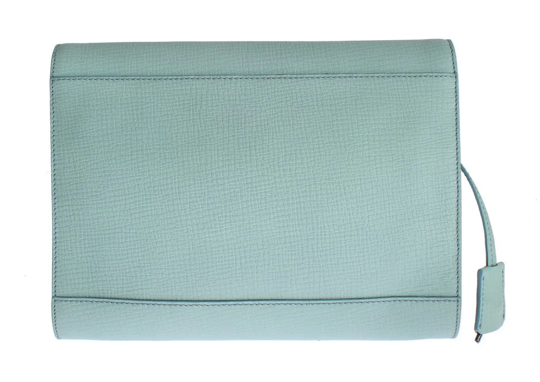 Blue Leather Studded Document Portfolio Briefcase Bag