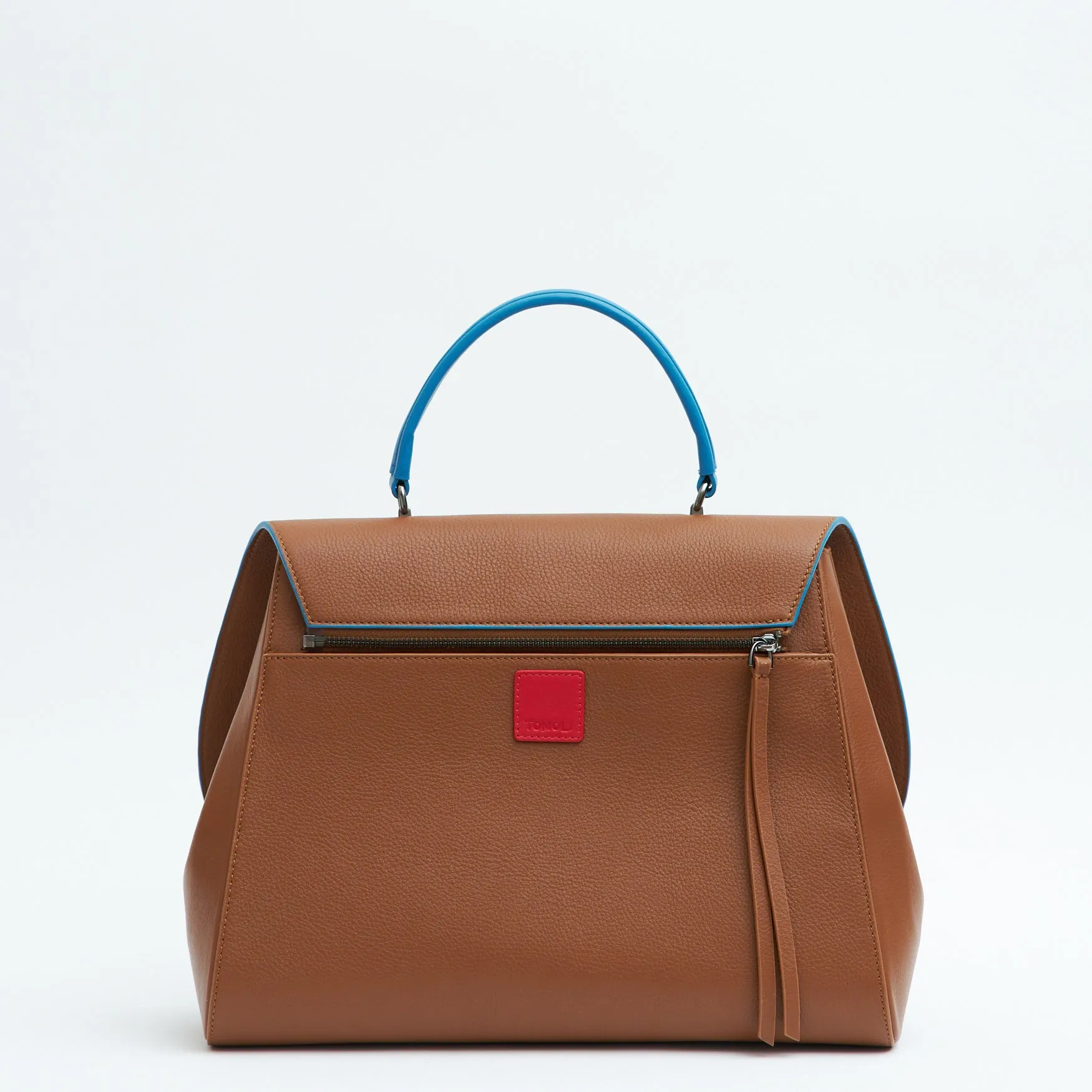 briffani jut interchangeable flap satchel - sky pecan