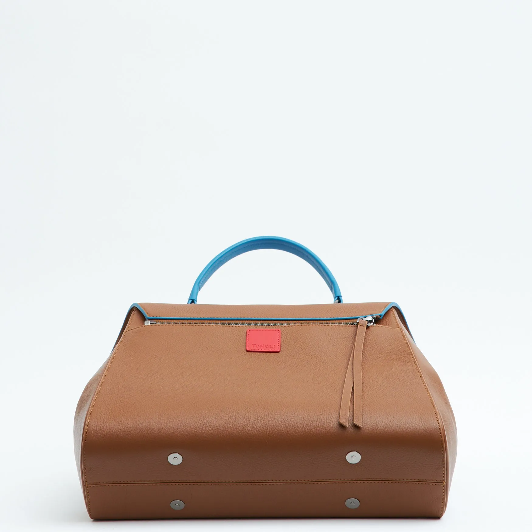 briffani jut interchangeable flap satchel - sky pecan