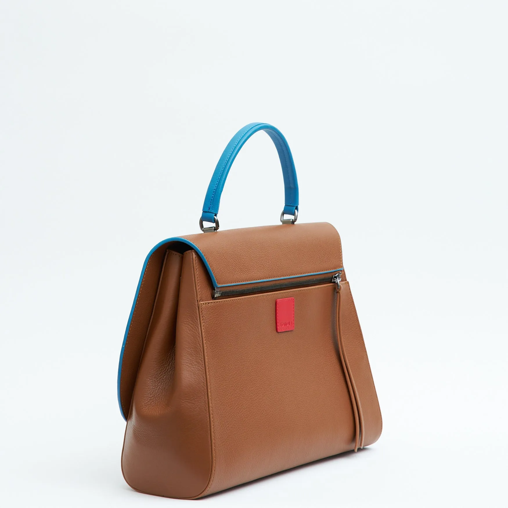 briffani jut interchangeable flap satchel - sky pecan