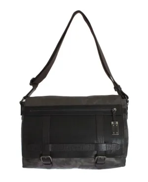 Brown Leather Military Camouflage Messenger Bag