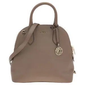 Brown Leather Top Zip Satchel