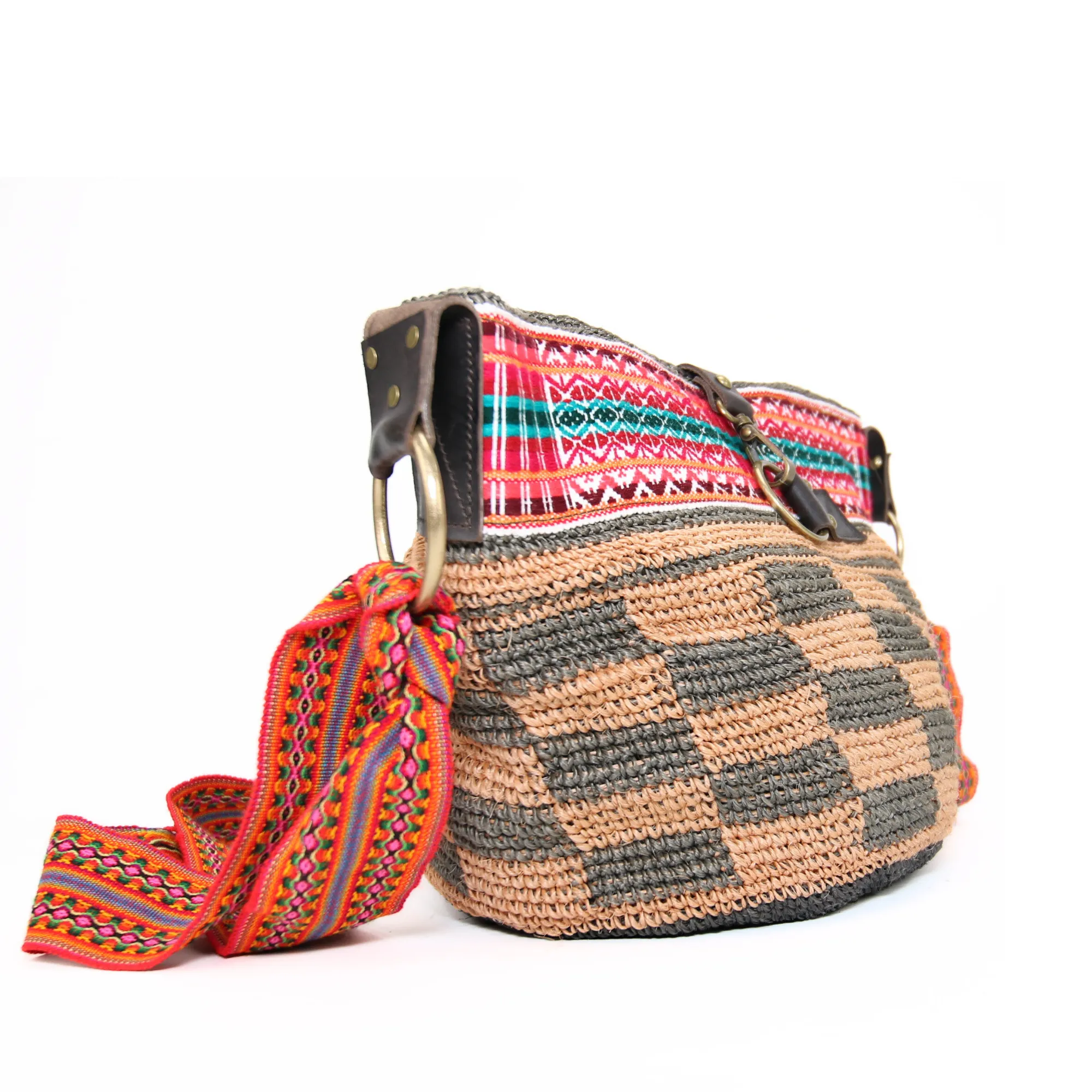 Brown Square Shaped Ethnic Bag Handwoven Bag
