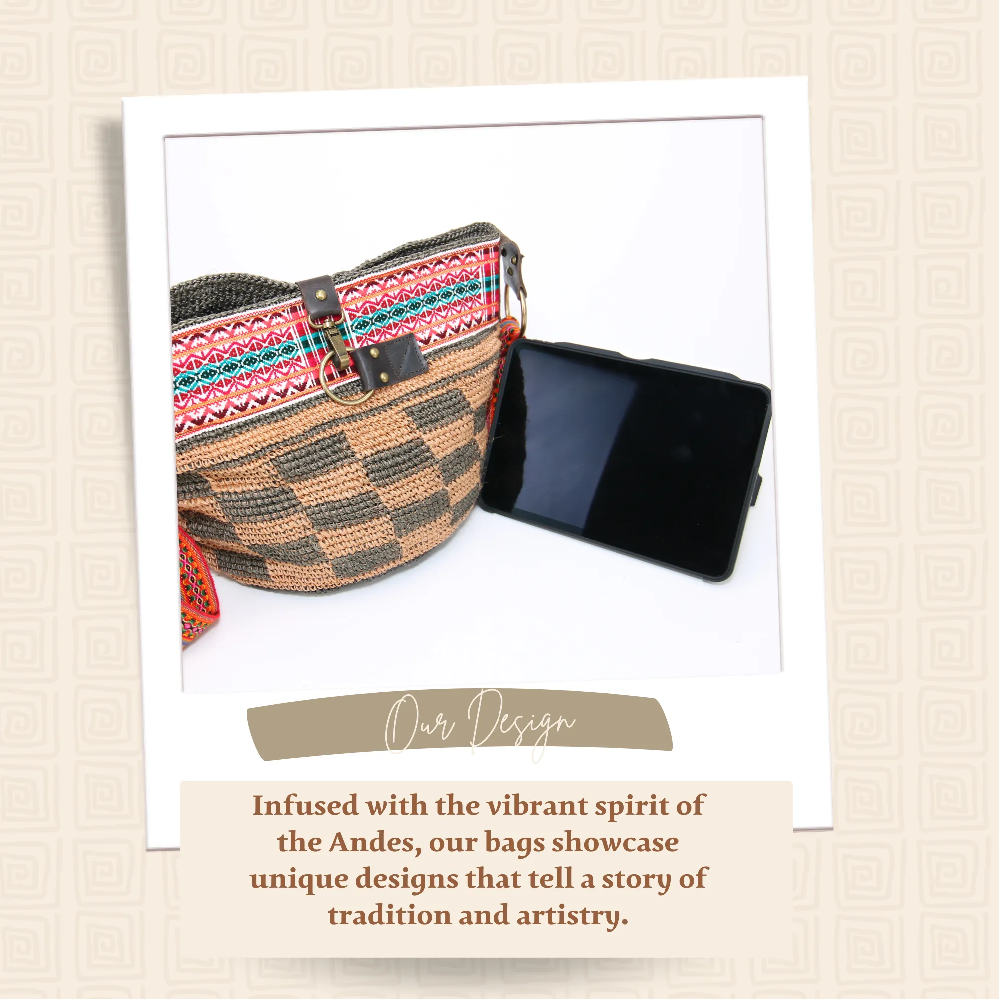 Brown Square Shaped Ethnic Bag Handwoven Bag