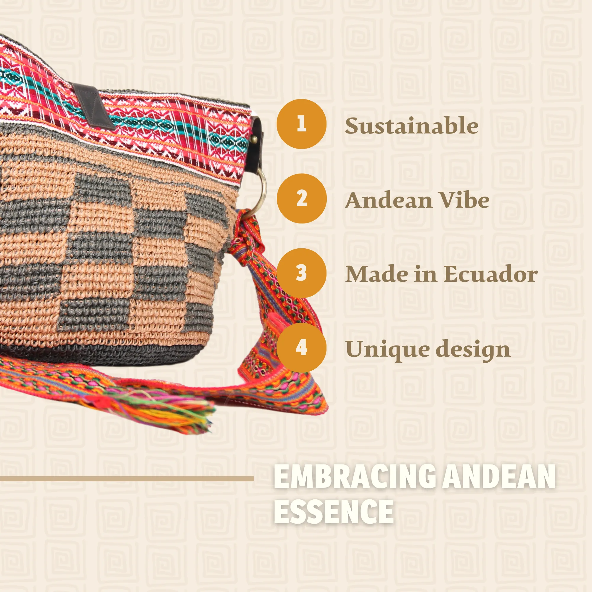 Brown Square Shaped Ethnic Bag Handwoven Bag