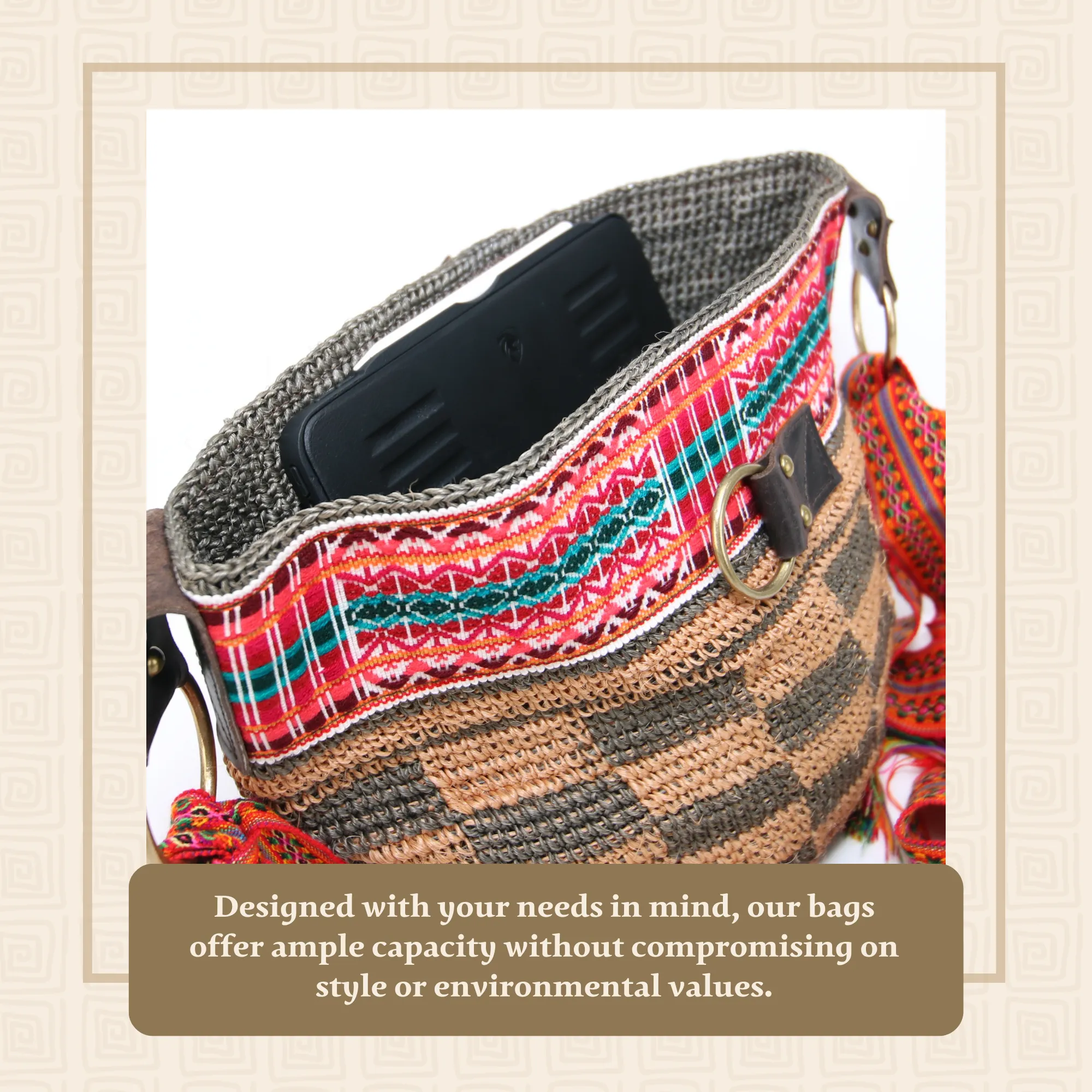 Brown Square Shaped Ethnic Bag Handwoven Bag