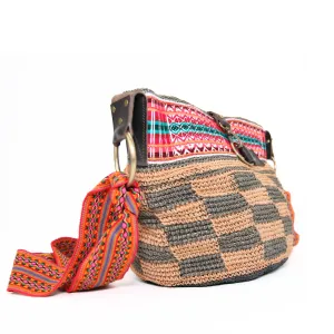 Brown Square Shaped Ethnic Bag Handwoven Bag