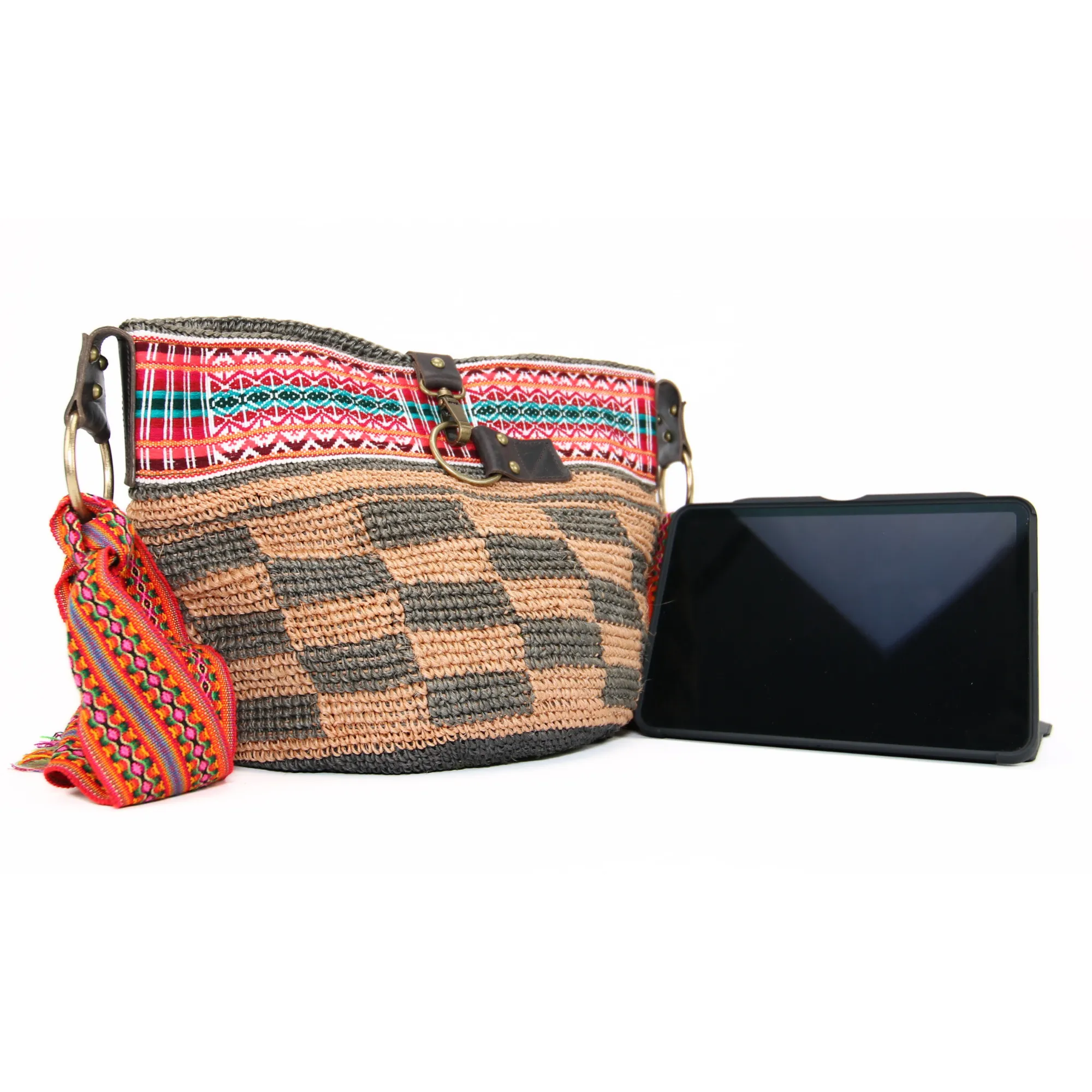 Brown Square Shaped Ethnic Bag Handwoven Bag