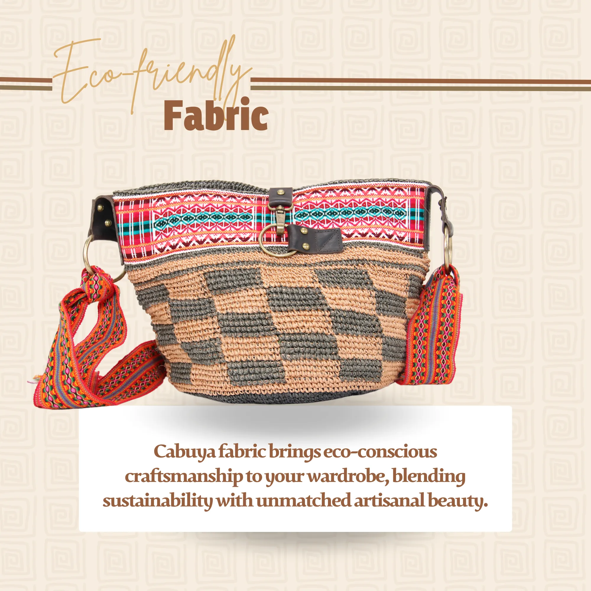 Brown Square Shaped Ethnic Bag Handwoven Bag