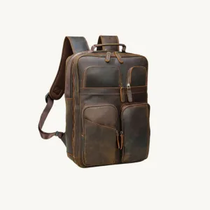 ﻿Brown Travel Leather Backpack