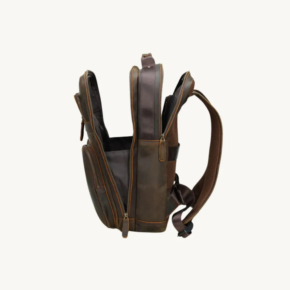 ﻿Brown Travel Leather Backpack