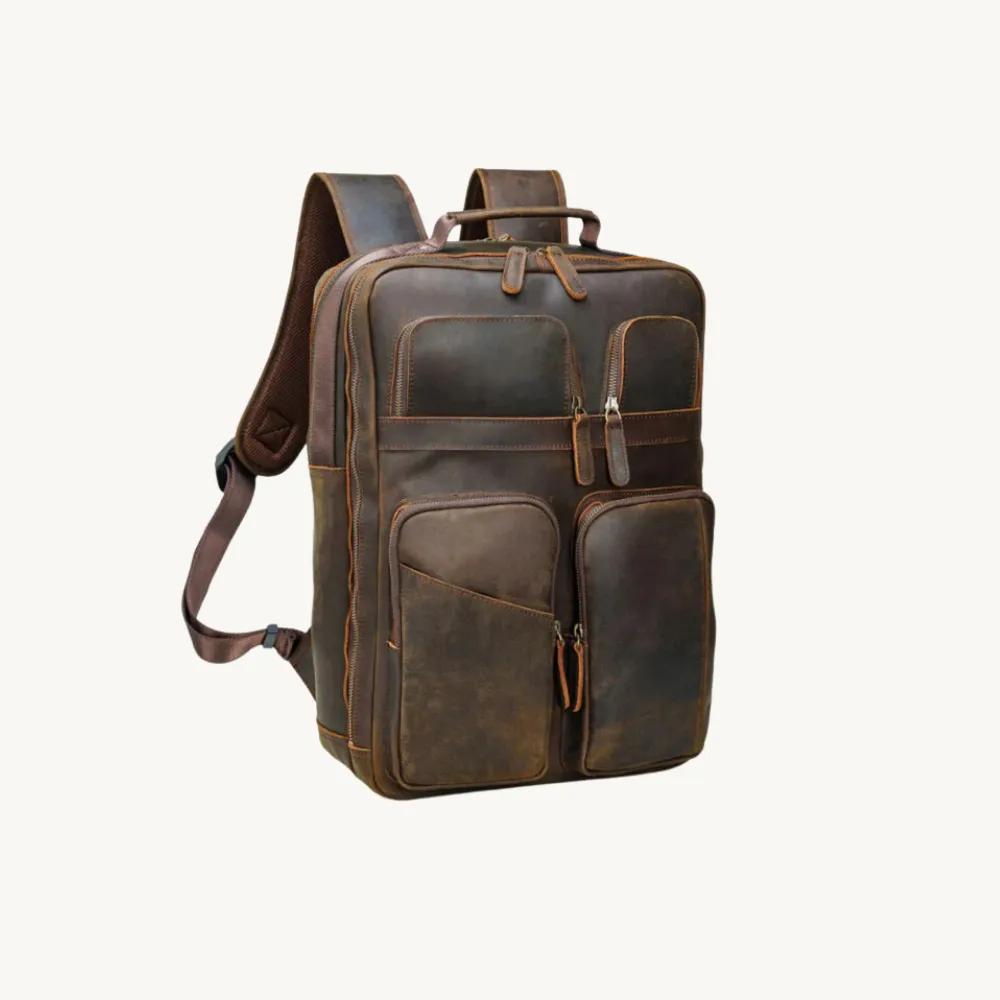 ﻿Brown Travel Leather Backpack