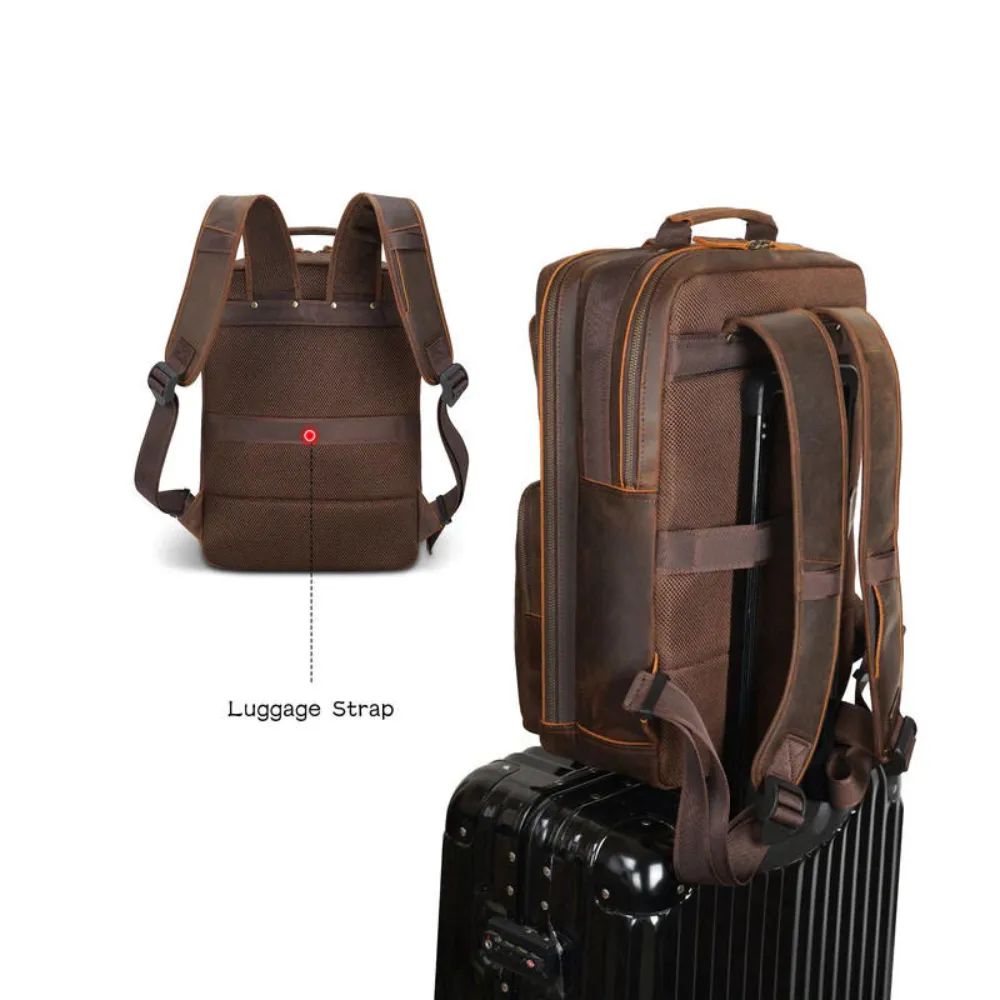 ﻿Brown Travel Leather Backpack