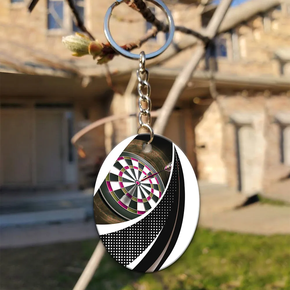 Bullseye Dartboard Brown Keychain Viking And Darts For Dart Team Player