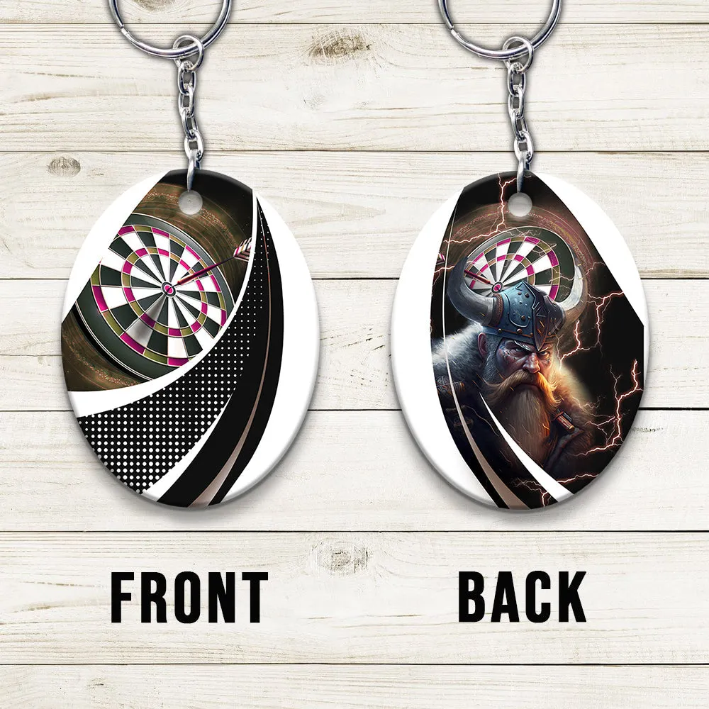 Bullseye Dartboard Brown Keychain Viking And Darts For Dart Team Player