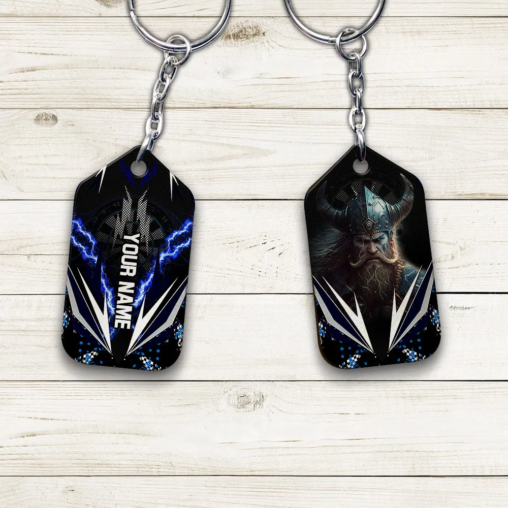 Bullseye Dartboard Thunder Personalized Name 3D Viking And Darts Keychain For Dart Team Player