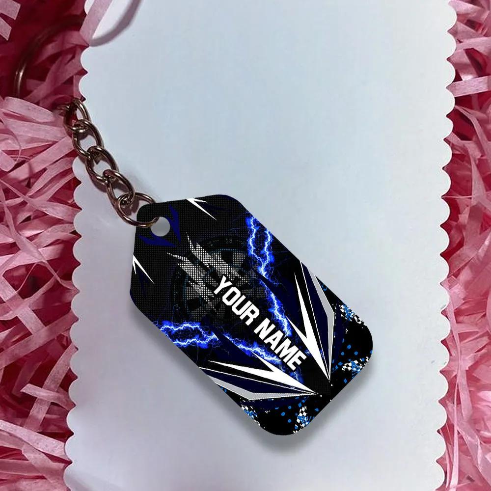 Bullseye Dartboard Thunder Personalized Name 3D Viking And Darts Keychain For Dart Team Player