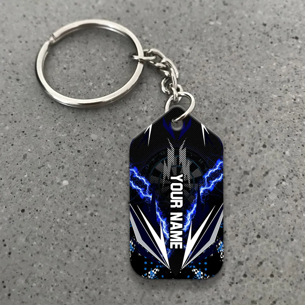 Bullseye Dartboard Thunder Personalized Name 3D Viking And Darts Keychain For Dart Team Player