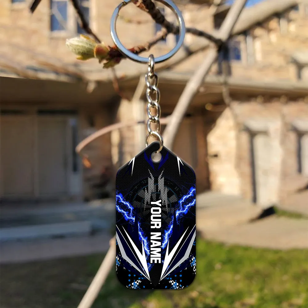 Bullseye Dartboard Thunder Personalized Name 3D Viking And Darts Keychain For Dart Team Player