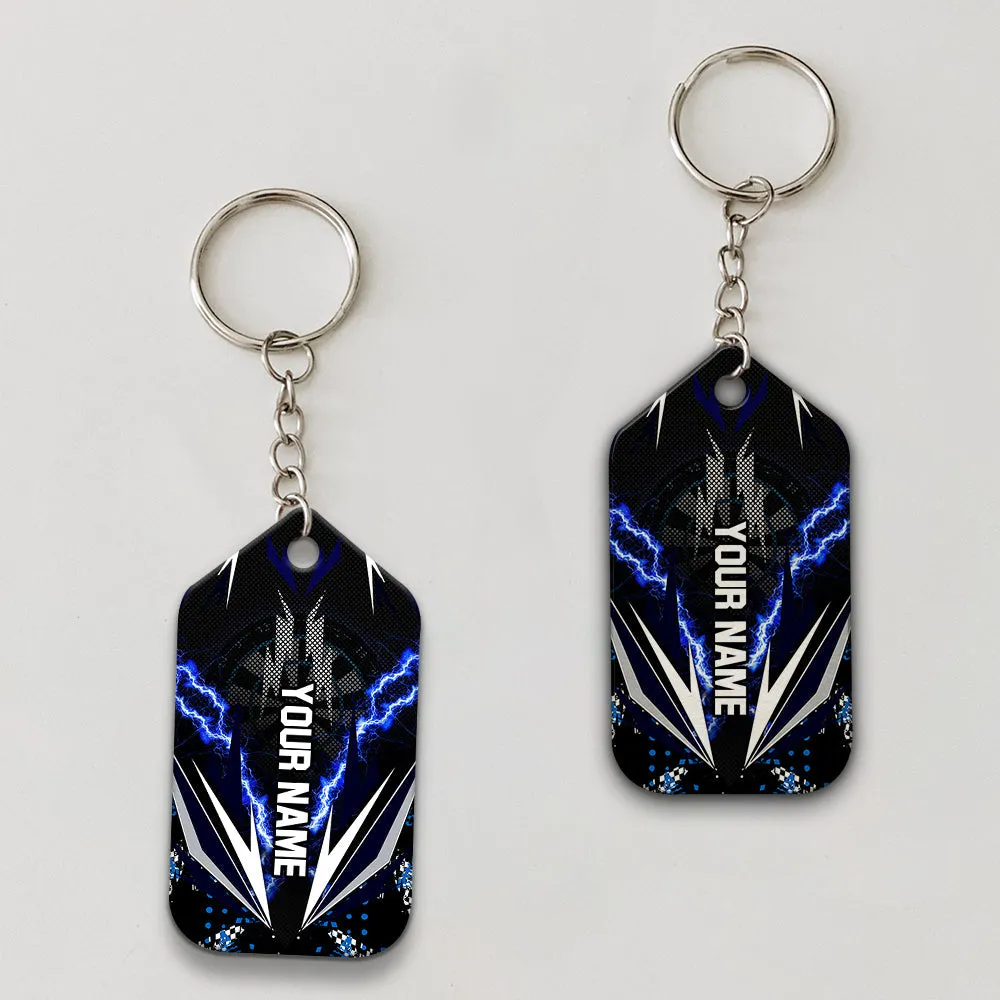 Bullseye Dartboard Thunder Personalized Name 3D Viking And Darts Keychain For Dart Team Player