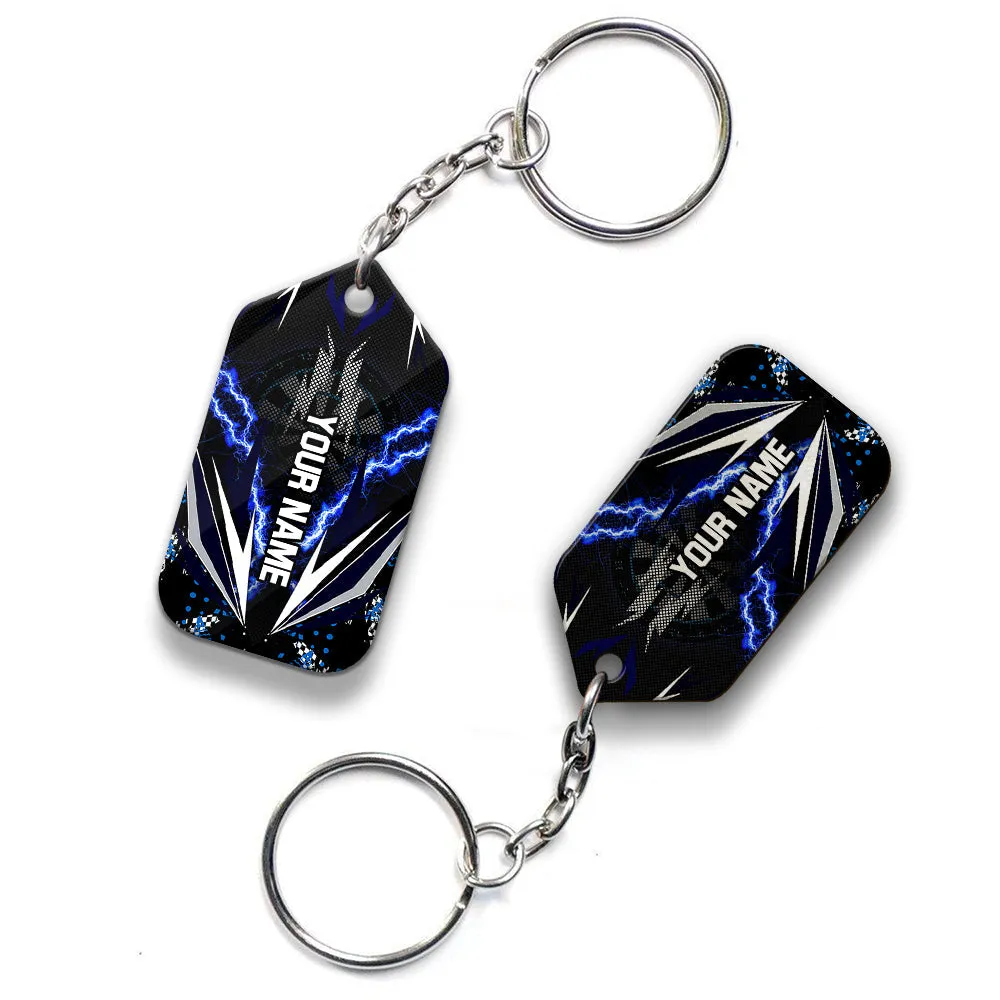 Bullseye Dartboard Thunder Personalized Name 3D Viking And Darts Keychain For Dart Team Player