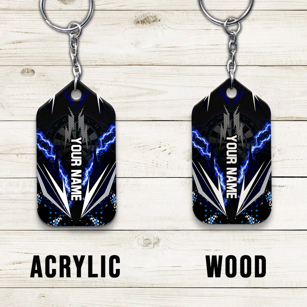 Bullseye Dartboard Thunder Personalized Name 3D Viking And Darts Keychain For Dart Team Player