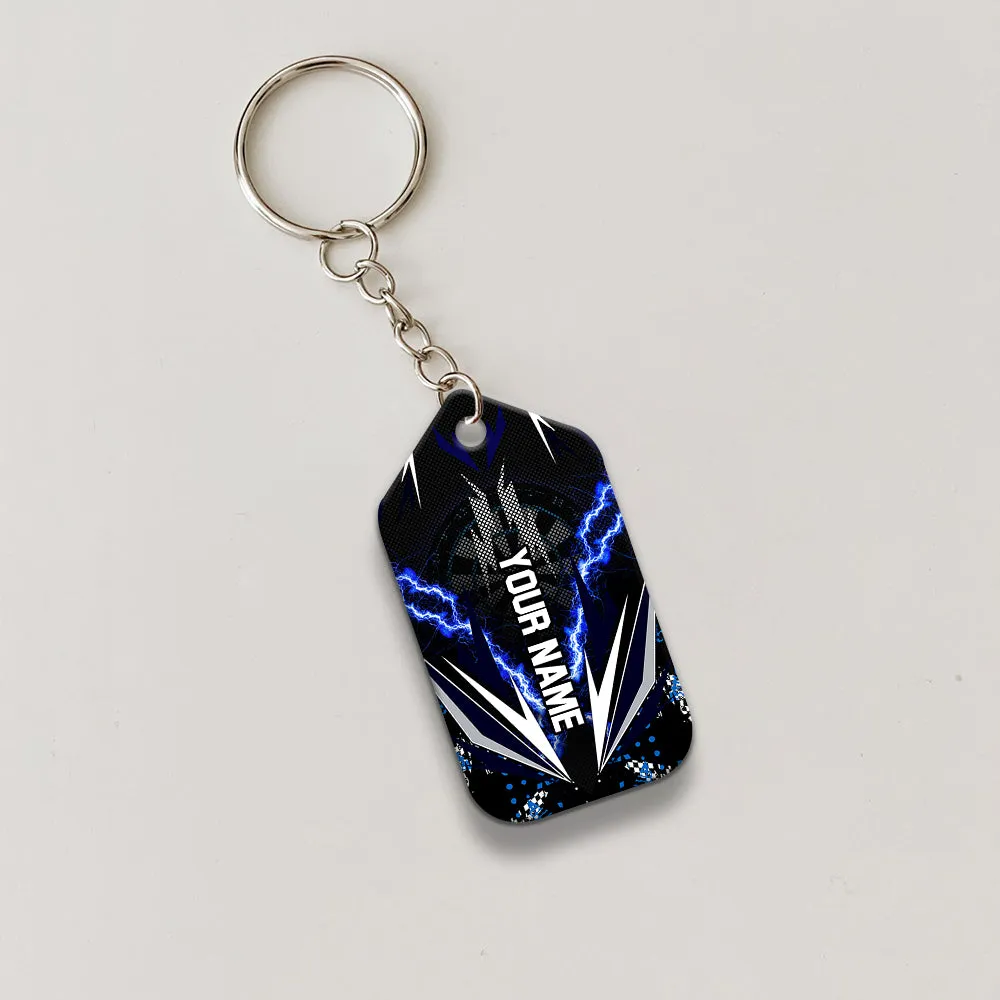 Bullseye Dartboard Thunder Personalized Name 3D Viking And Darts Keychain For Dart Team Player