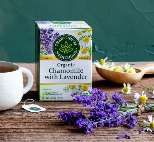 [Bundle Of 4] Traditional Medicinals Organic Chamomile with Lavender, 16 bags Exp: 08/26