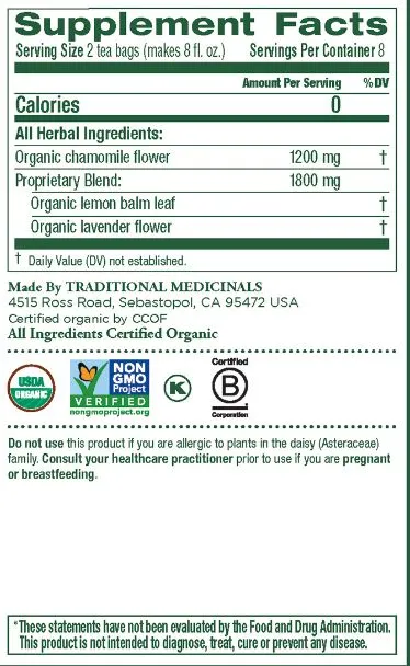 [Bundle Of 4] Traditional Medicinals Organic Chamomile with Lavender, 16 bags Exp: 08/26