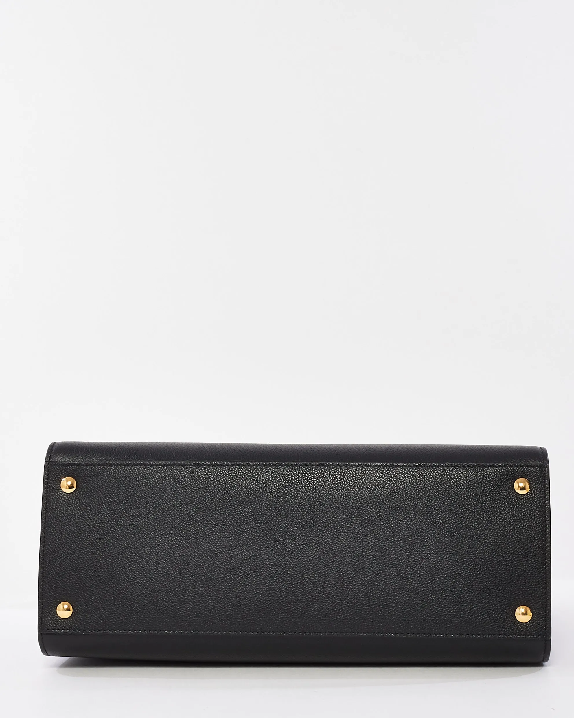 Burberry Black Leather Medium Title Tote Bag